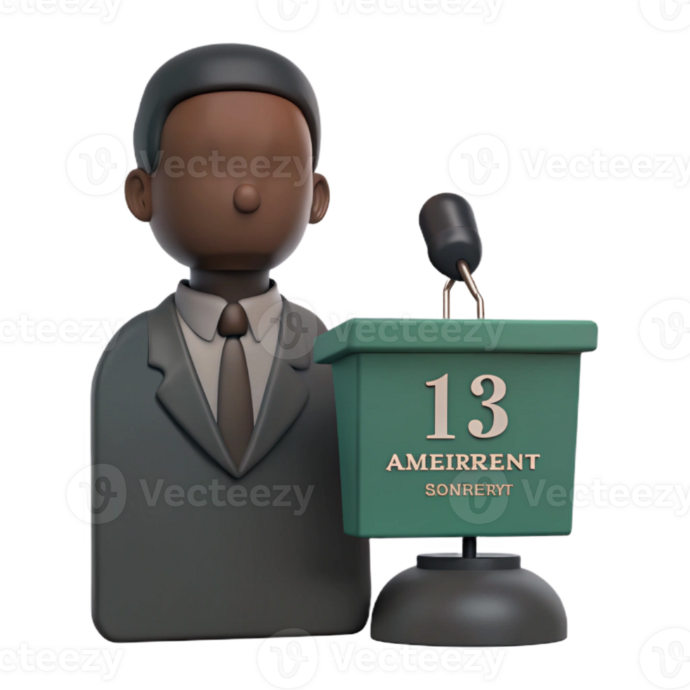 3D Illustration of a Speaker at a Podium with a Number 13 png