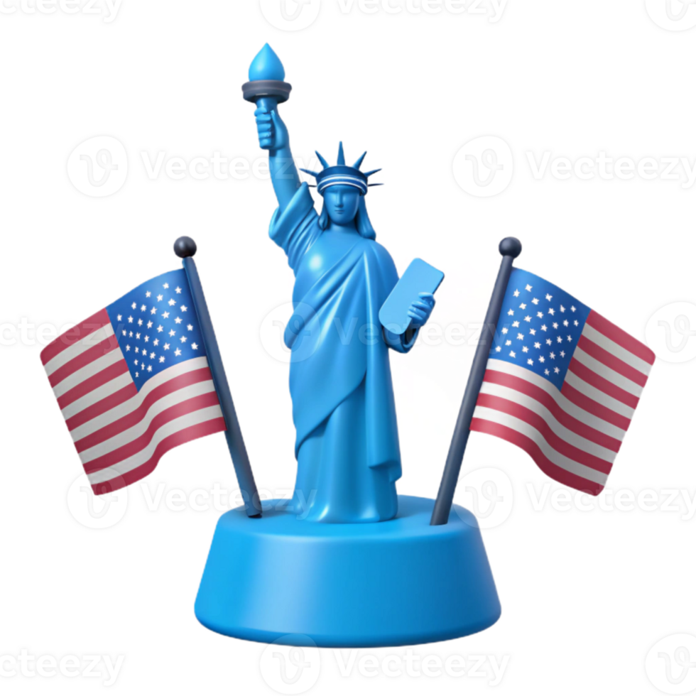 Statue of Liberty with American Flags png