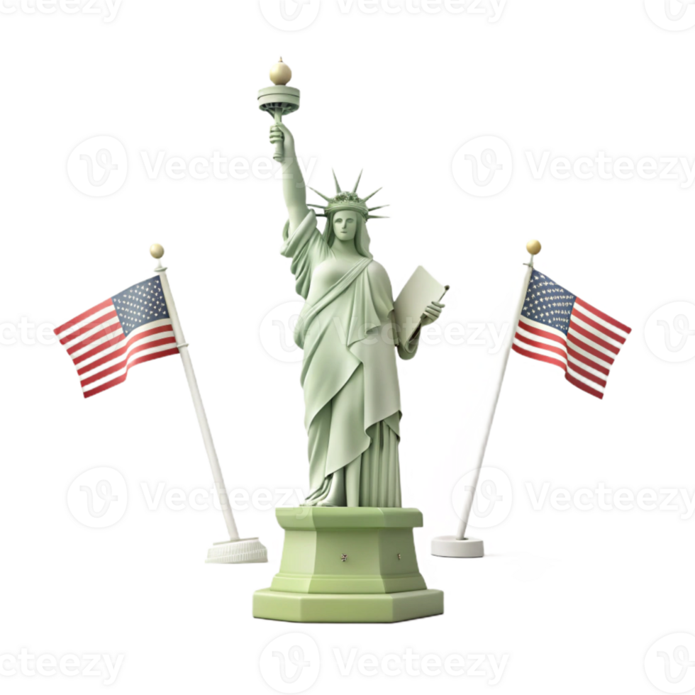 Statue of Liberty with American Flags png