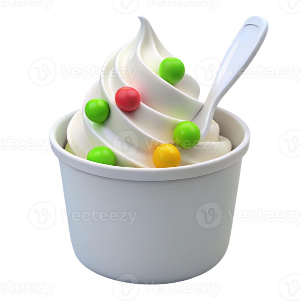 Frozen Yogurt with Colorful Toppings png