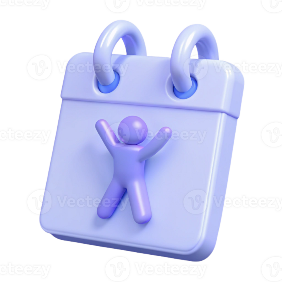 3D Calendar Icon with Happy Person Illustration png