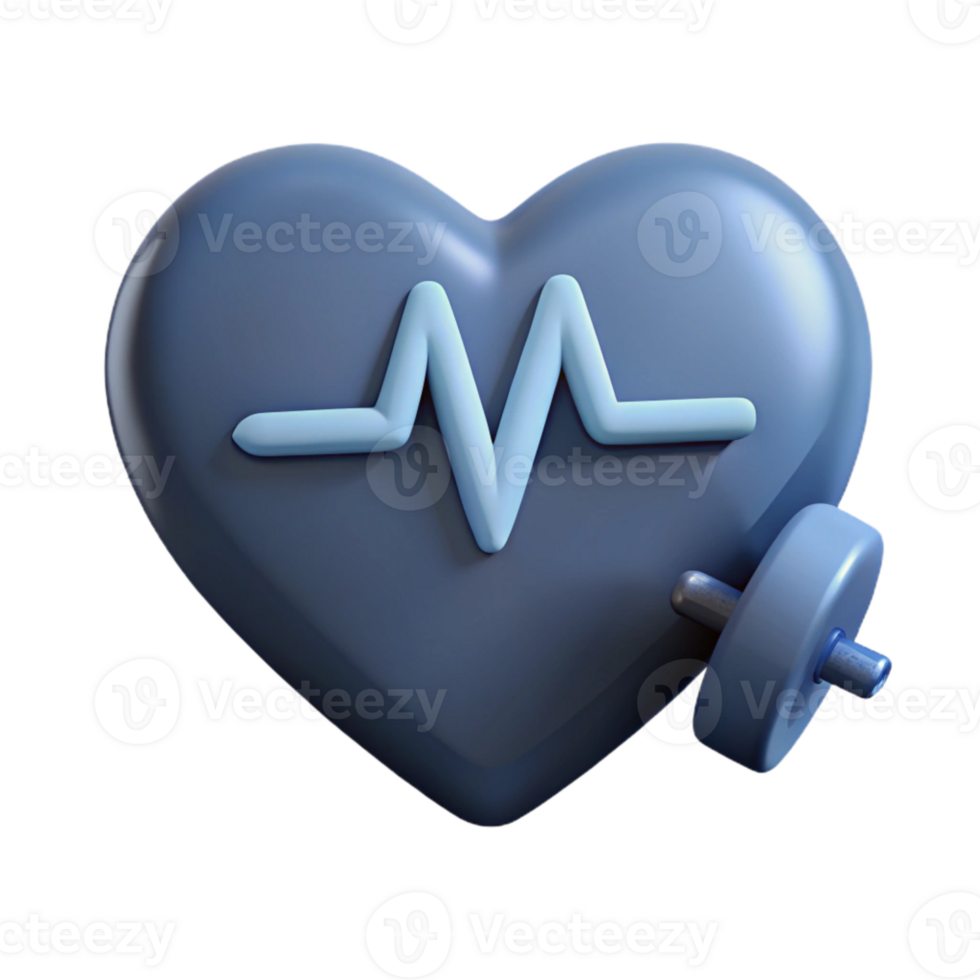 Heart Rate Monitor with Dumbbell - 3D Render png
