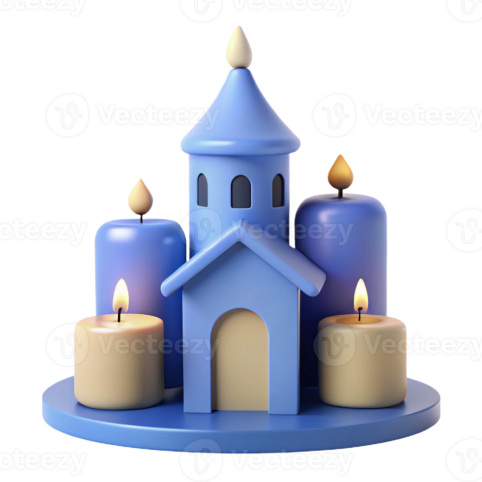 3D Rendered House with Candles png