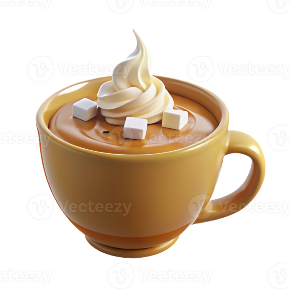 Whipped Cream and Sugar Cubes in a Coffee Cup png