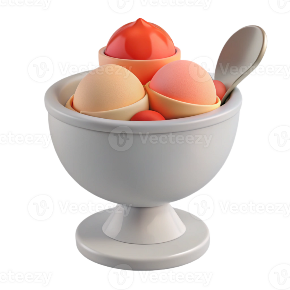 Colorful Ice Cream Scoops in Bowl png