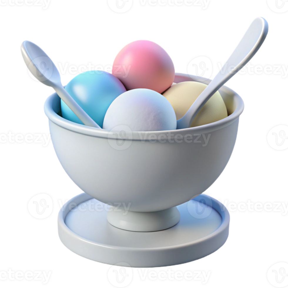 Bowl of Ice Cream with Spoons png