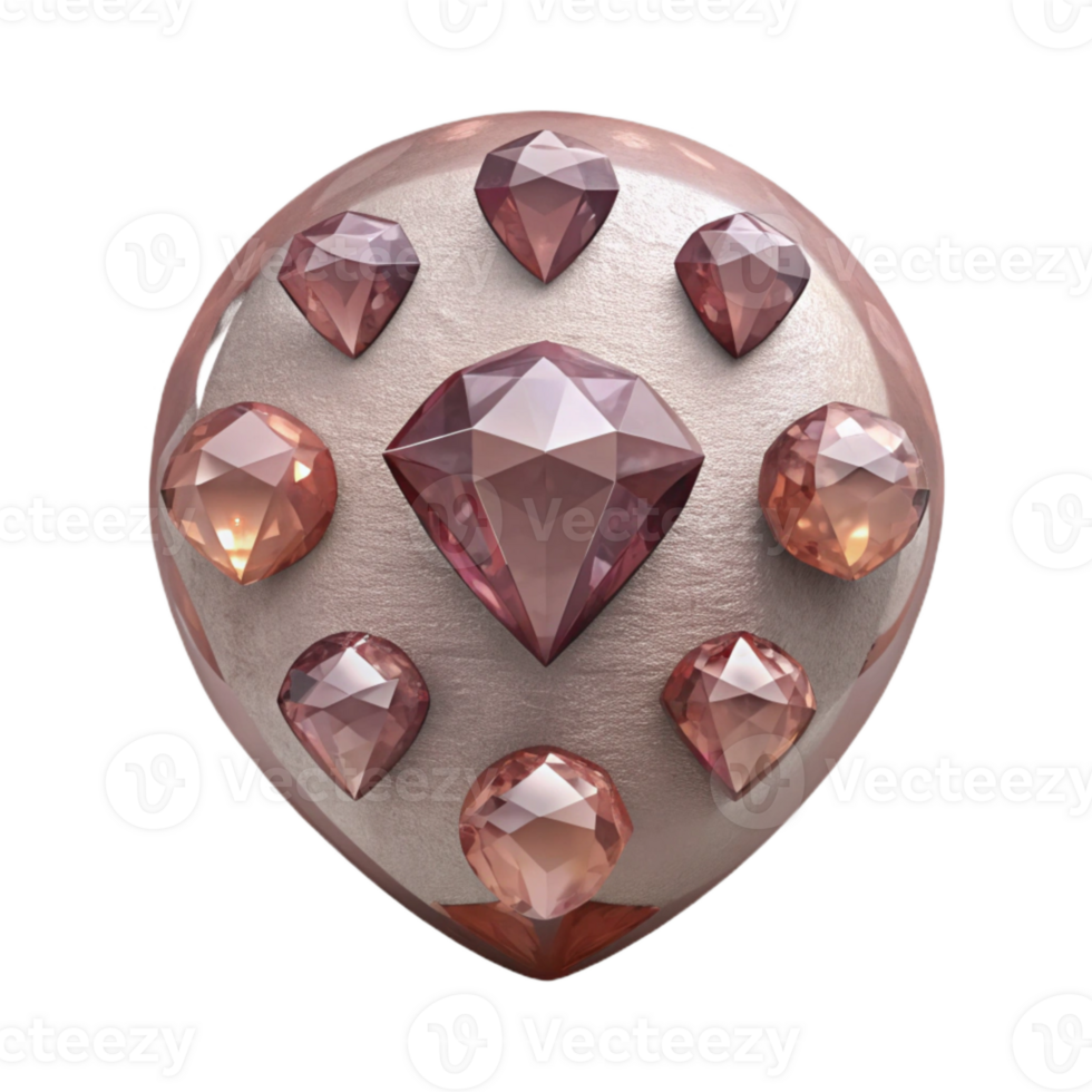 Shiny Pink Gemstones on a Metallic Surface png