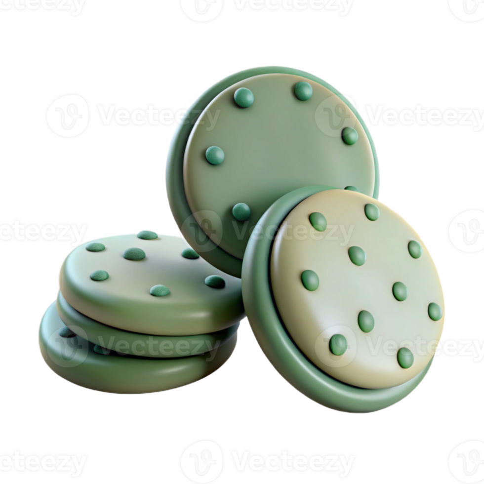 Green and White Cookies with Dots png