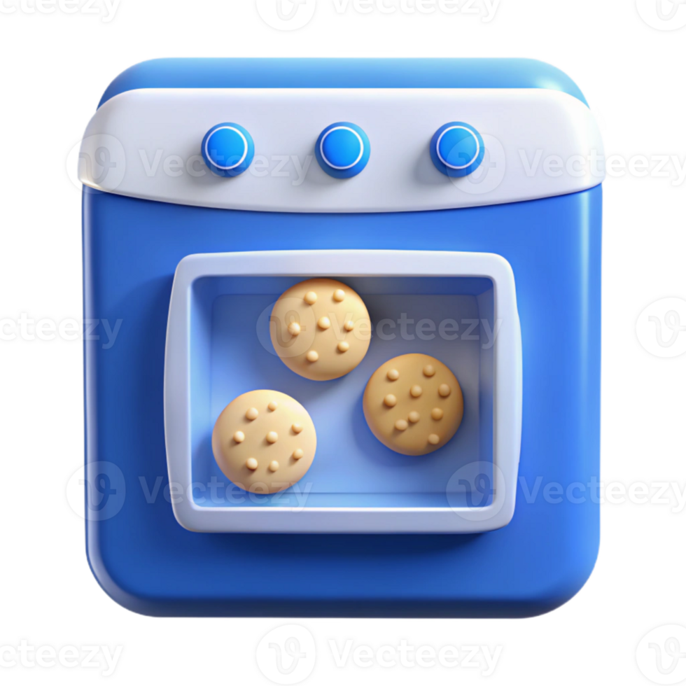 Baked Cookies in an Oven 3D Render png