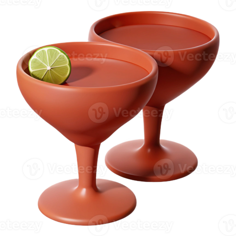 Two Orange-Colored Cocktails with Lime Garnish png
