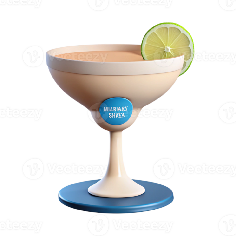 3D Rendered Cocktail with Lime Garnish png