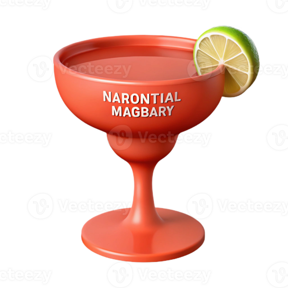 Red Cocktail Glass with Lime Wedge png
