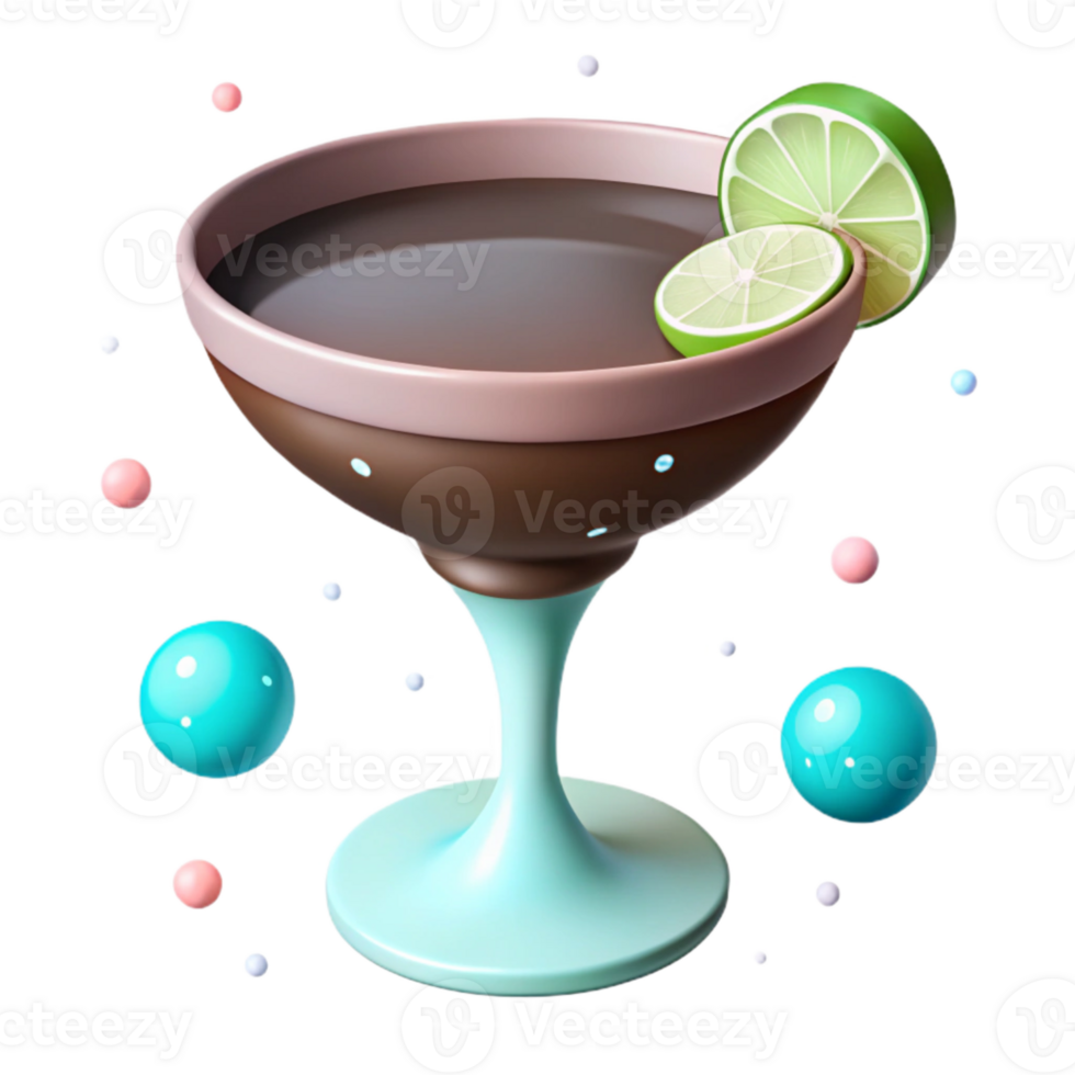 Chocolate Martini Cocktail with Lime Garnish png