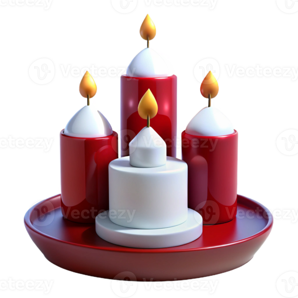 Red Candles on a Tray png