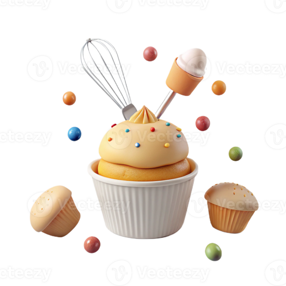 Whimsical Cupcake with Sprinkles and Whipped Cream png