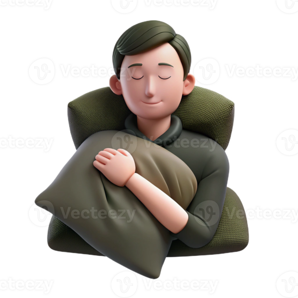 Sleeping Man 3D Render png