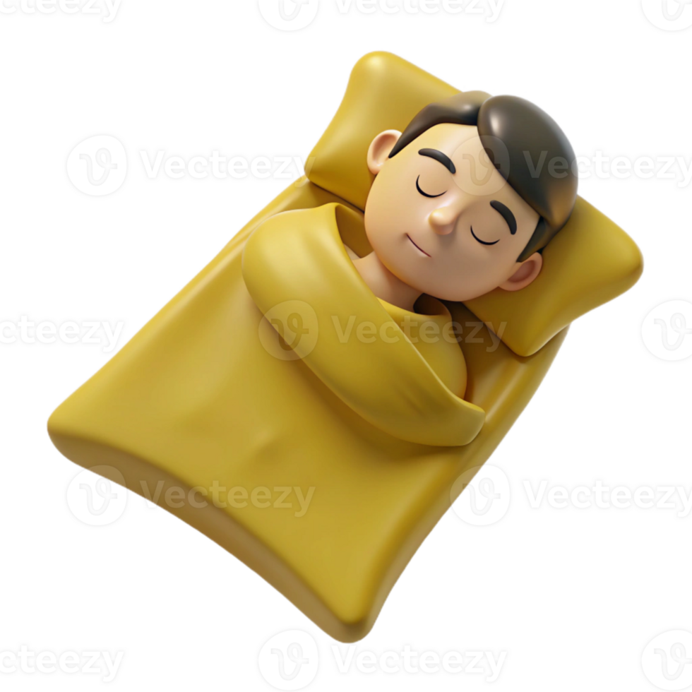 Sleeping Cartoon Character in Bed png