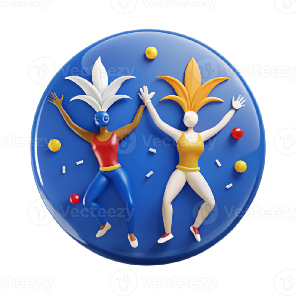 3D Render of Two Figures in Festive Costumes Dancing png