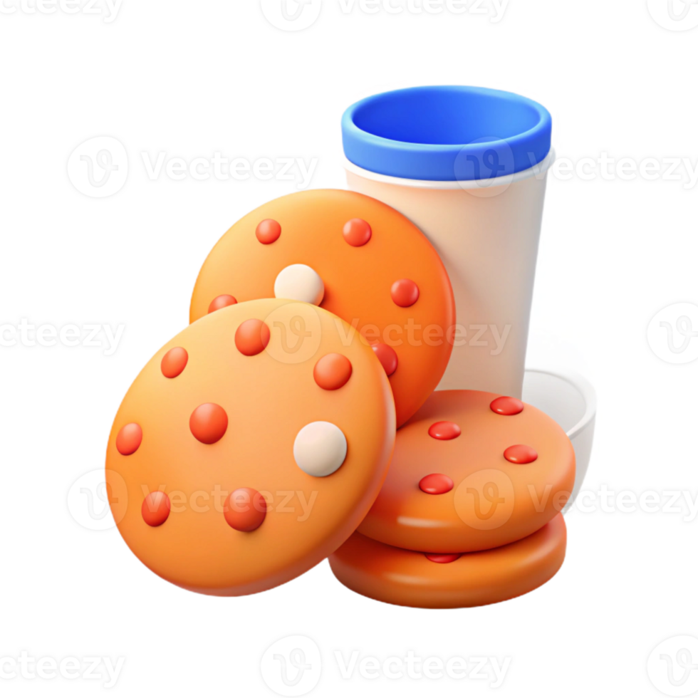 Cookies and Milk 3D Render png