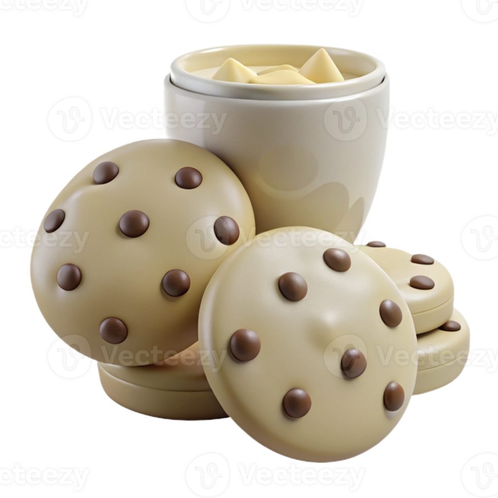 Chocolate Chip Cookies and a Cup of Milk png