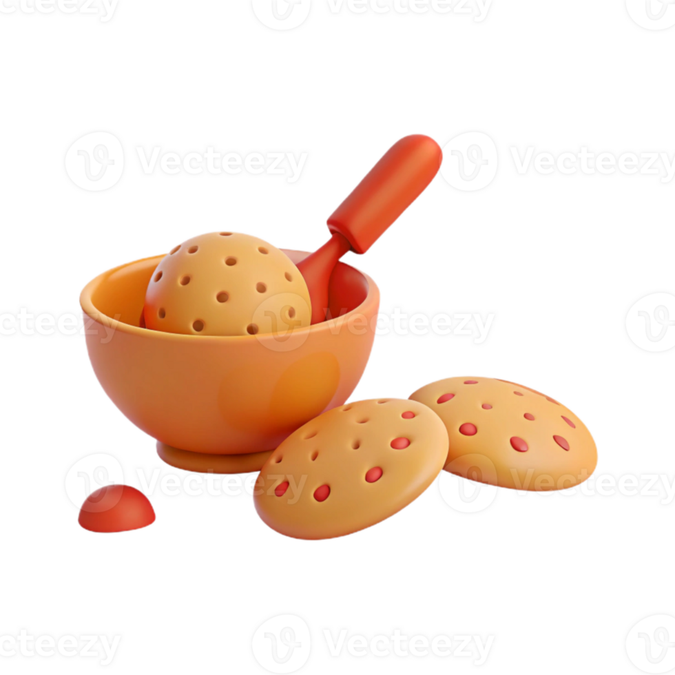 3D Render of a Bowl and Cookies png