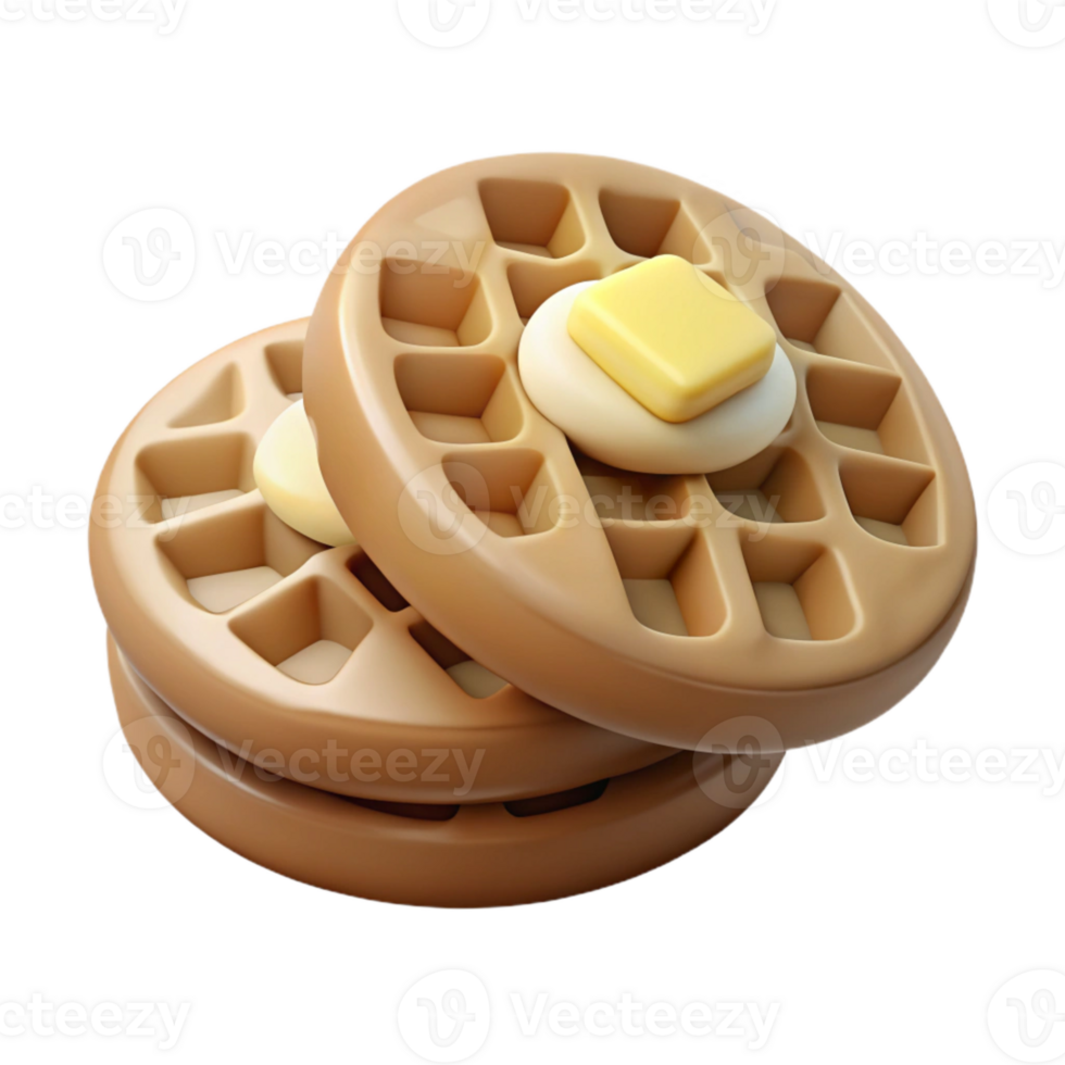 Buttery Waffle Stack A Delicious Breakfast Treat png