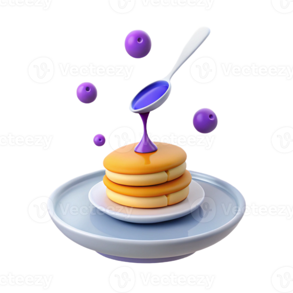 Stack of Pancakes Topped with Purple Syrup png