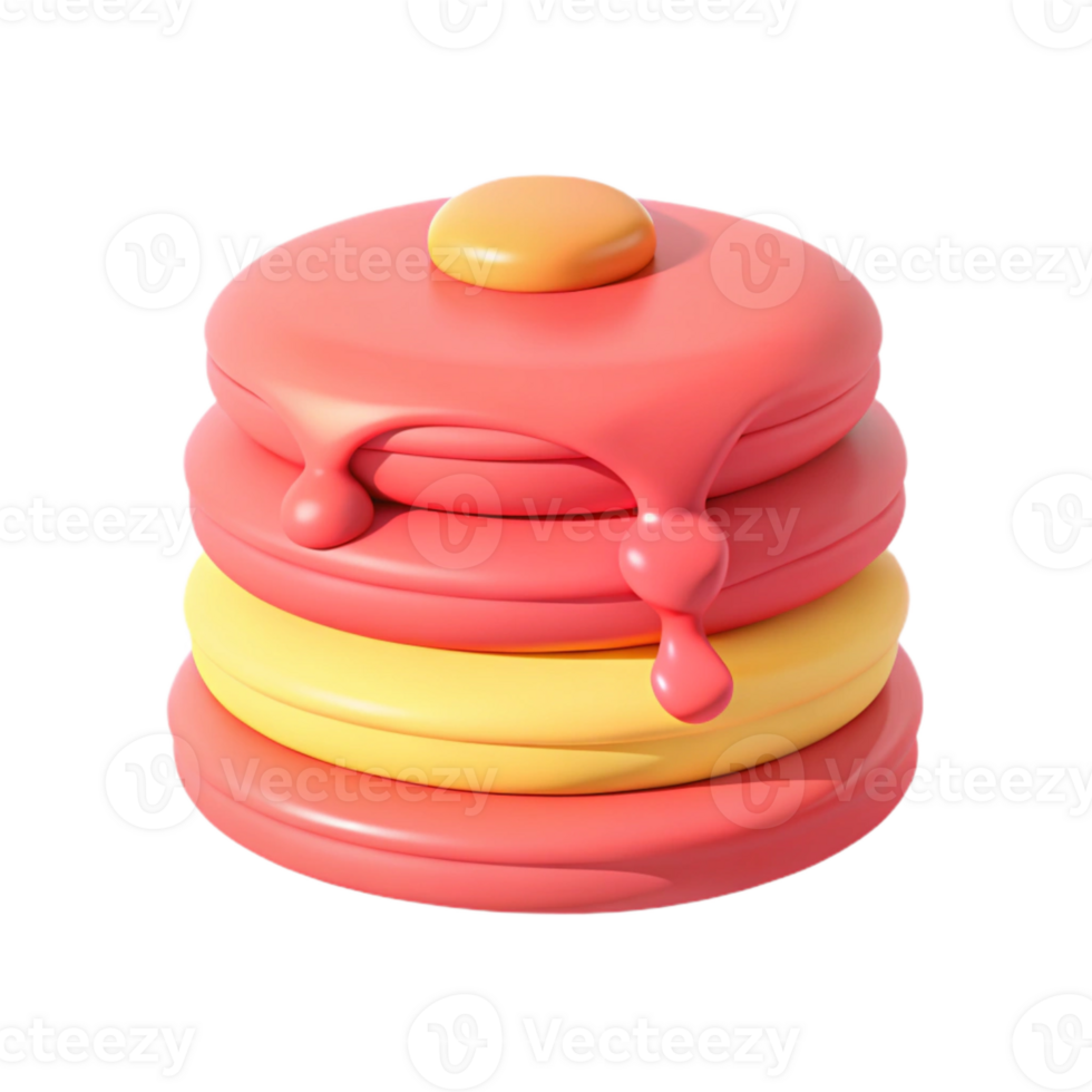Dripping Glaze, Stacked Dessert, 3D Render png