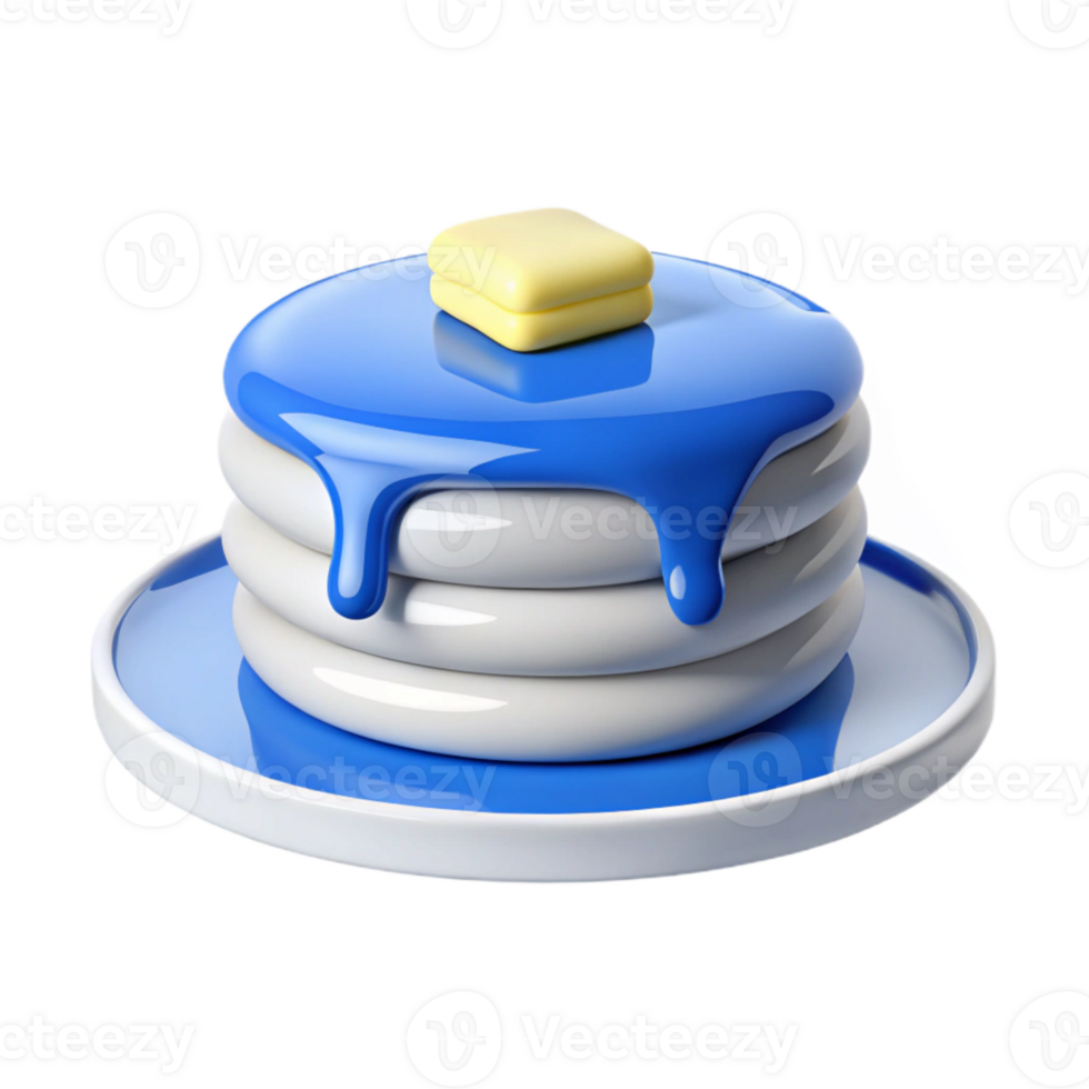 Stack of Pancakes with Blue Drizzle and Butter png