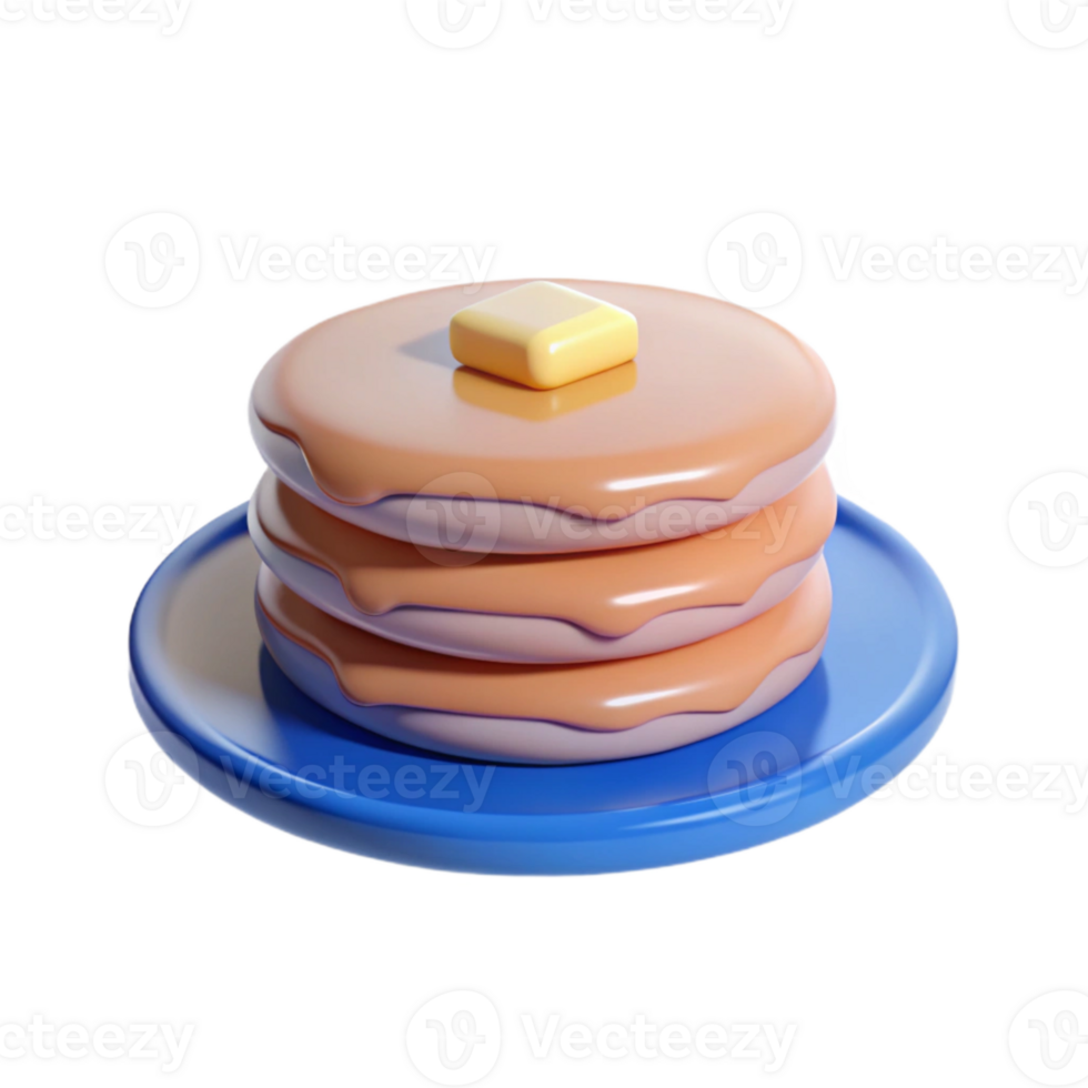 Stack of Pancakes with Butter on Blue Plate png