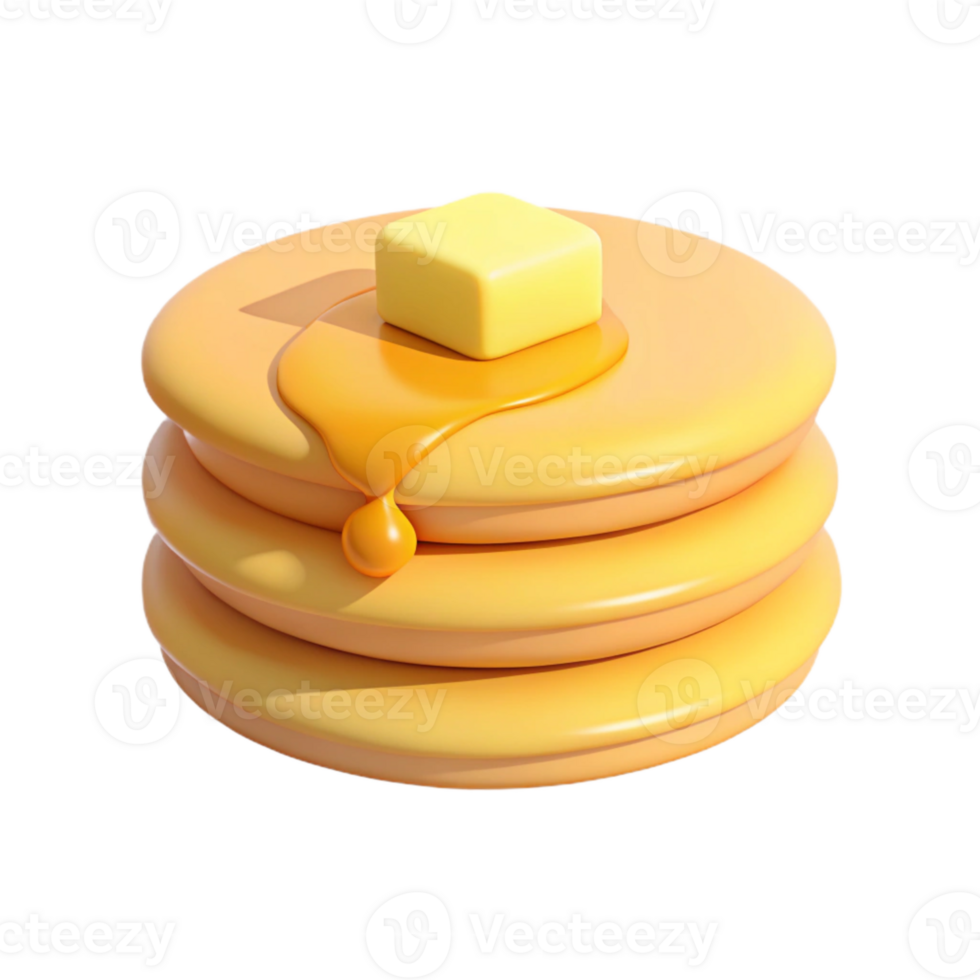 Buttery Stack of Pancakes with Drizzled Syrup png