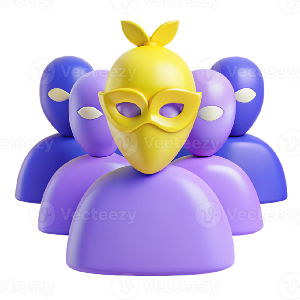 Masked Figure Leading a Group of People png