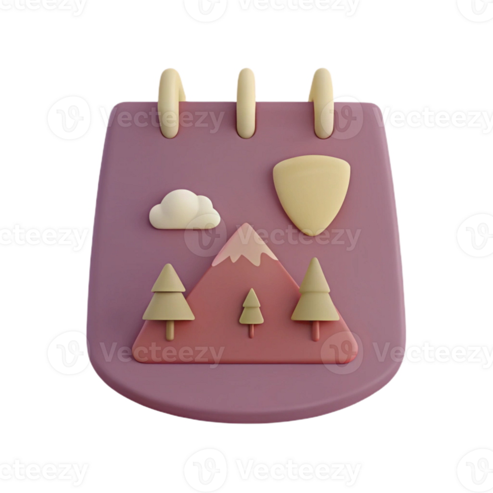 3D Mountain Scene on a Notepad png