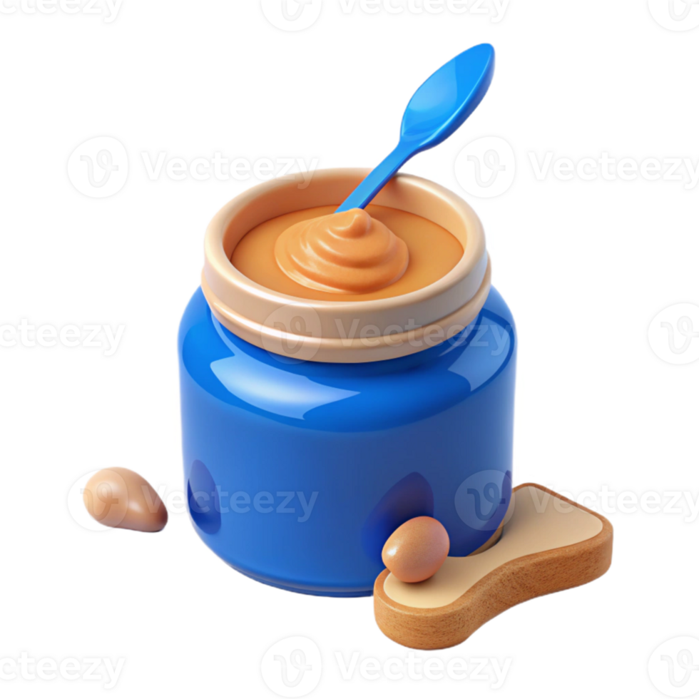 Peanut Butter Jar with Spoon and Peanuts png