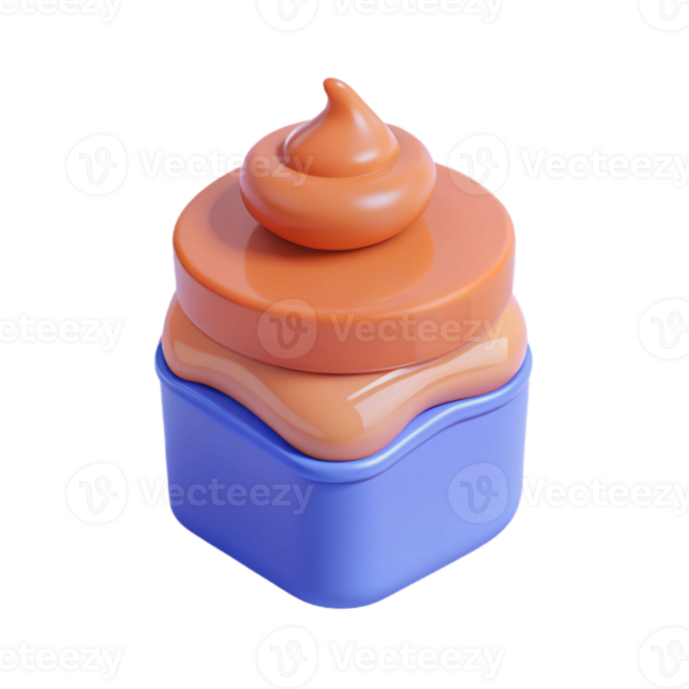 3D Rendered Orange and Blue Container with Swirl Topping png