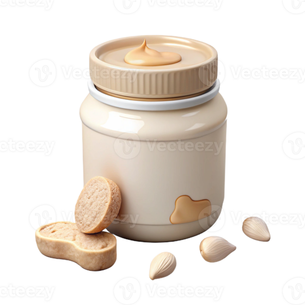 Creamy Peanut Butter Jar with Crunchy Cookies and Peanuts png