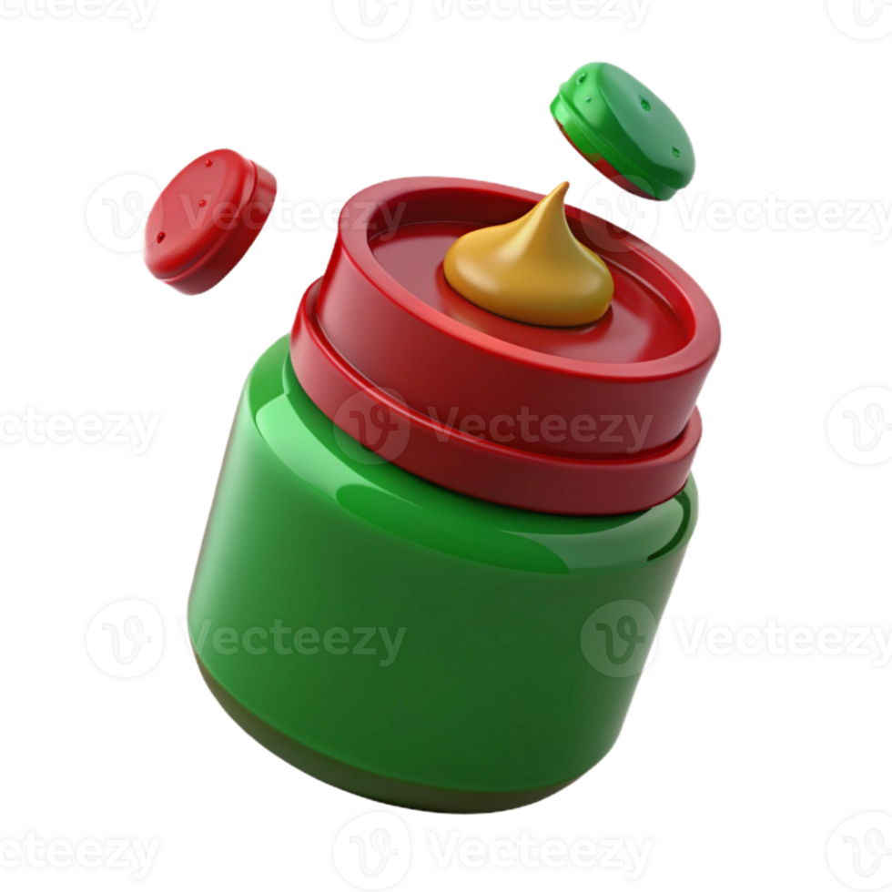 Green and Red Jar with Yellow Cream png