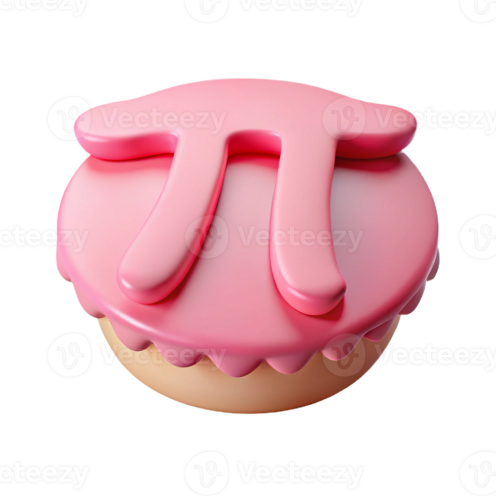 3D Pink Pi Symbol on Cake png