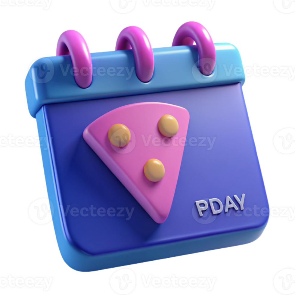 3D Calendar Icon with Pink Slice and P Day Text png