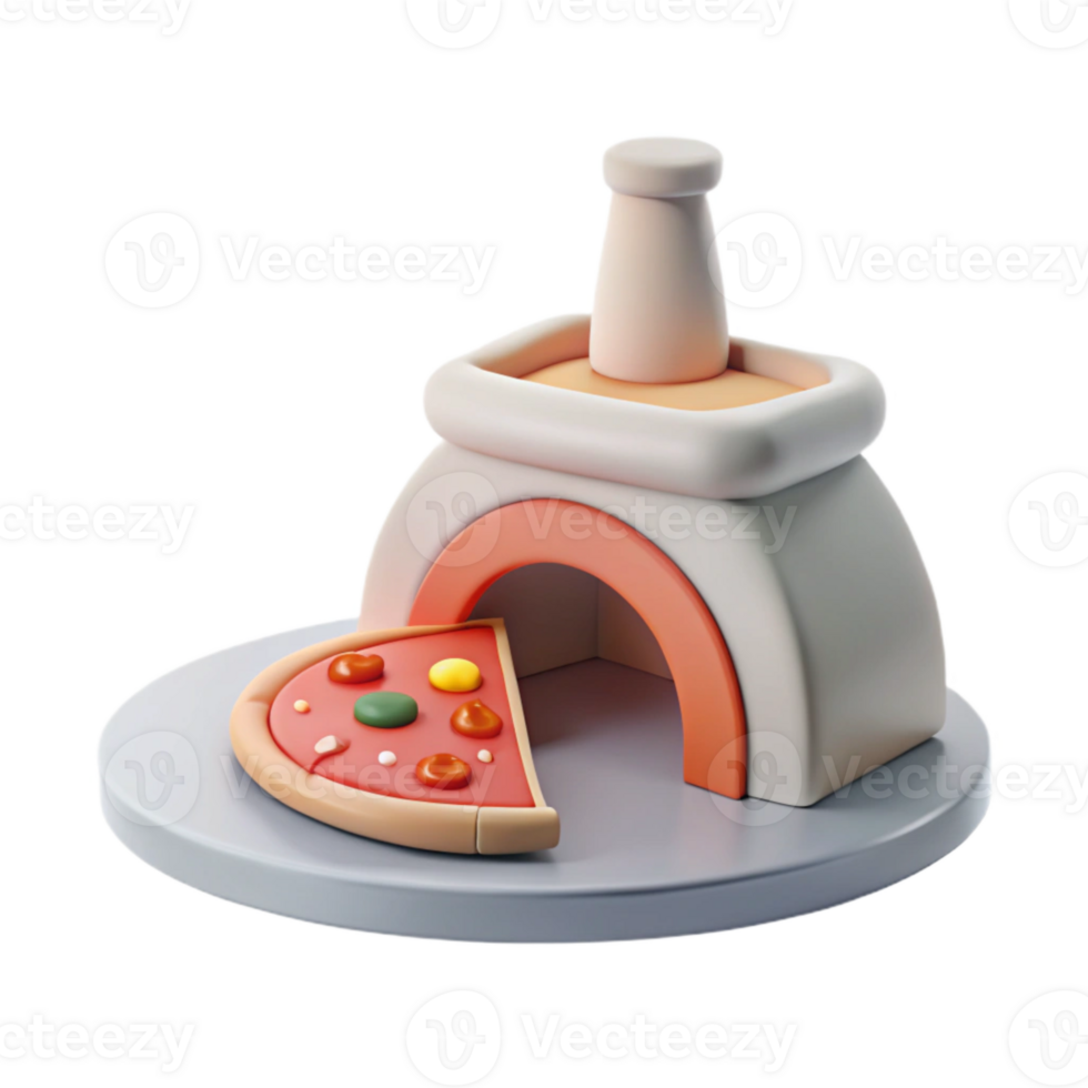 3D Render of Pizza and Oven png
