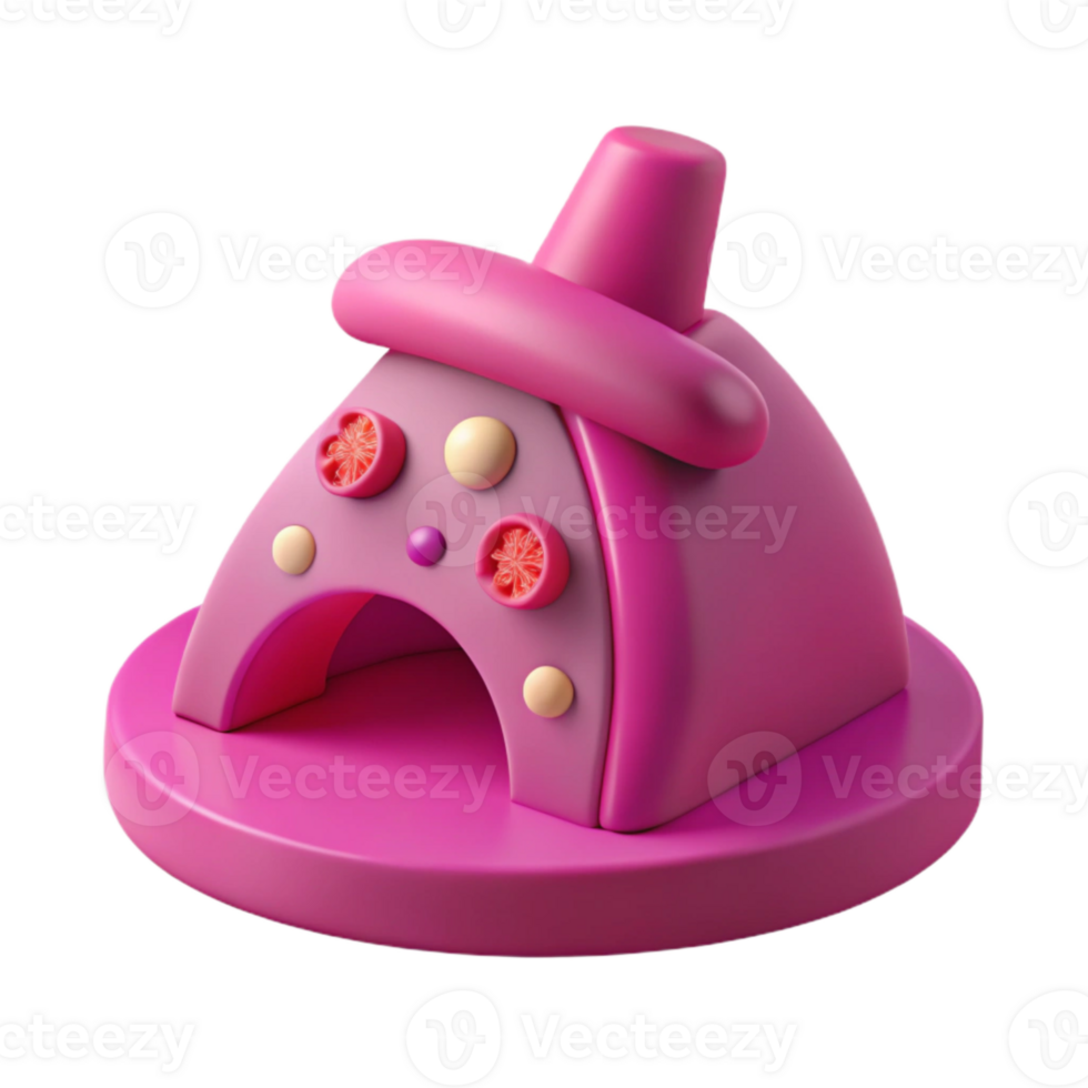 Pink Playful 3D House with Circular Details png