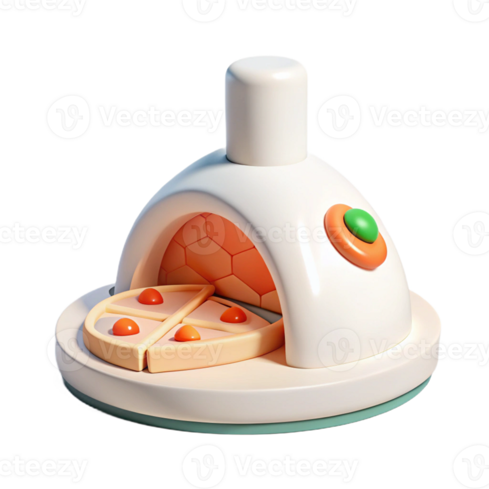 3D Render of a Cartoon Pizza Oven with Pizza Inside png