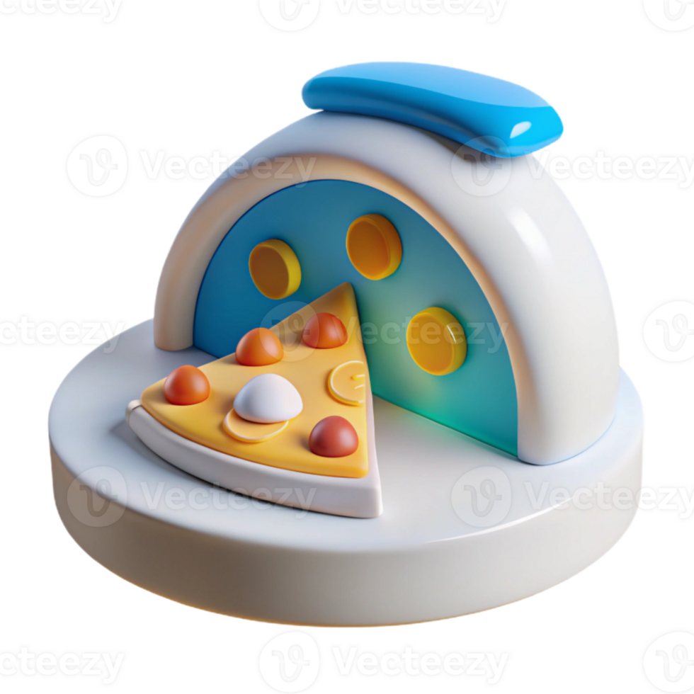3D Pizza Slice with Blue and Yellow Toppings png