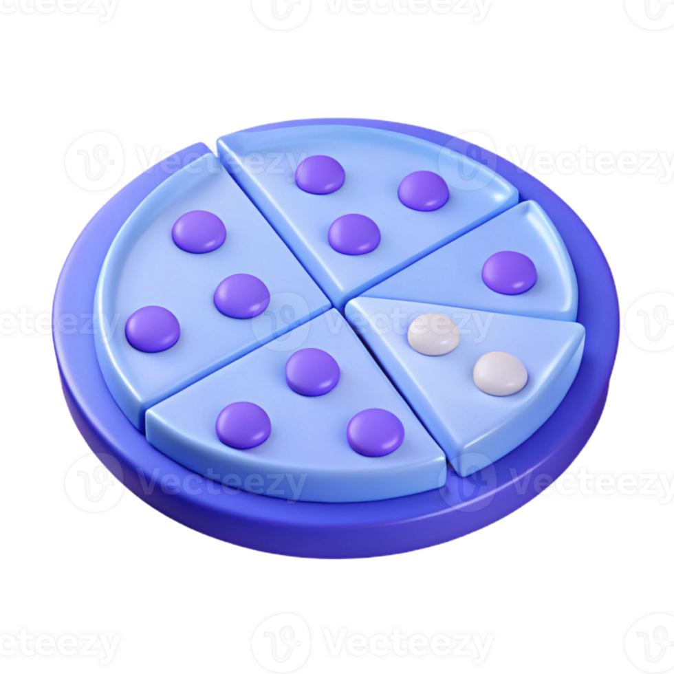 3D Render of Blue Pizza with White Toppings png