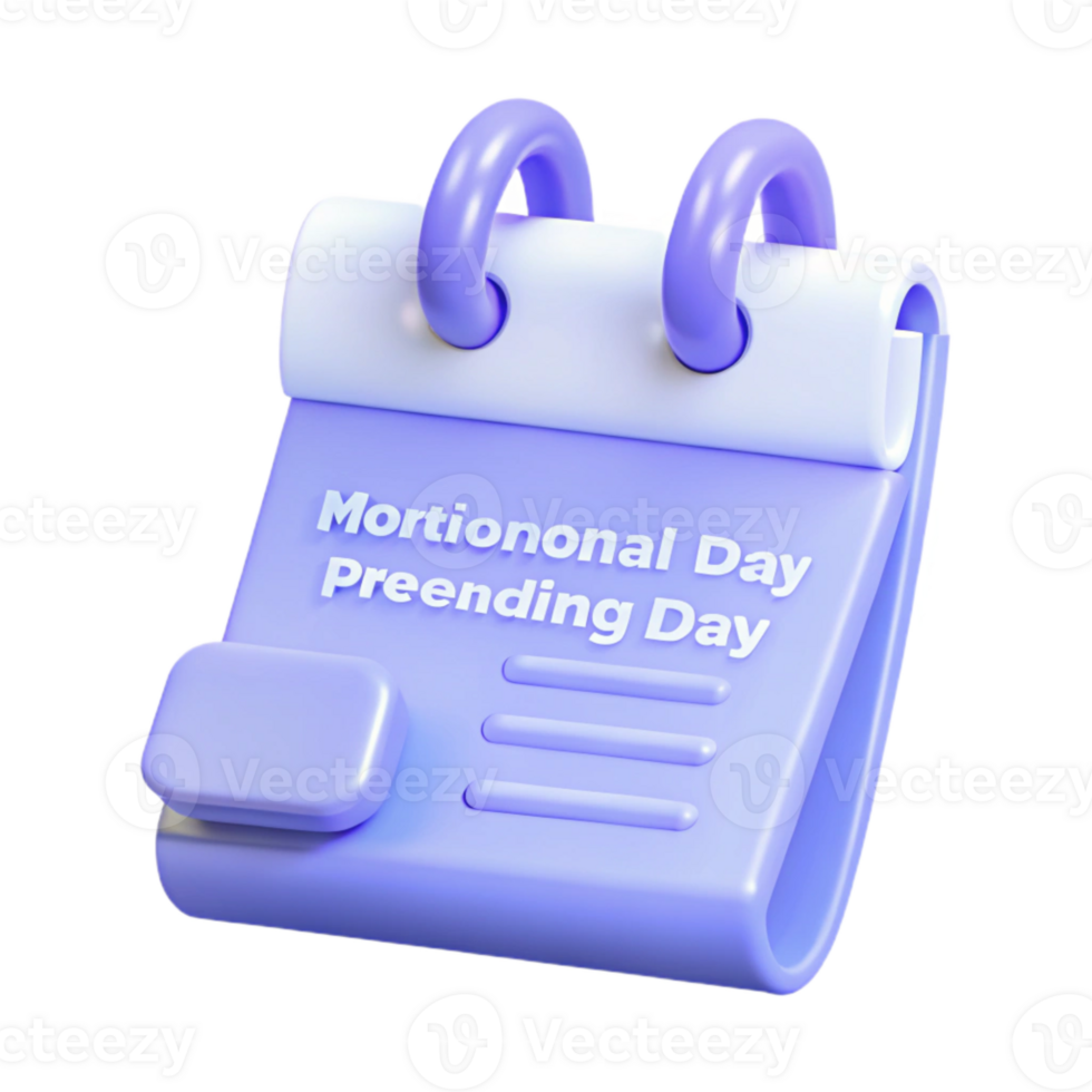 3D Render of a Purple Calendar with the Words Motiononal Day Preending Day png