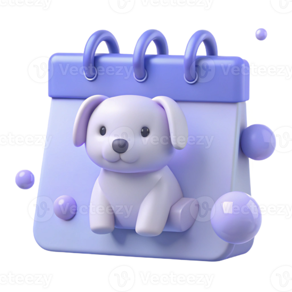 Cute Puppy on a Calendar png
