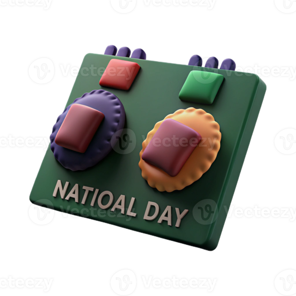 3D Rendered Colorful Buttons on Green Background for National Day png
