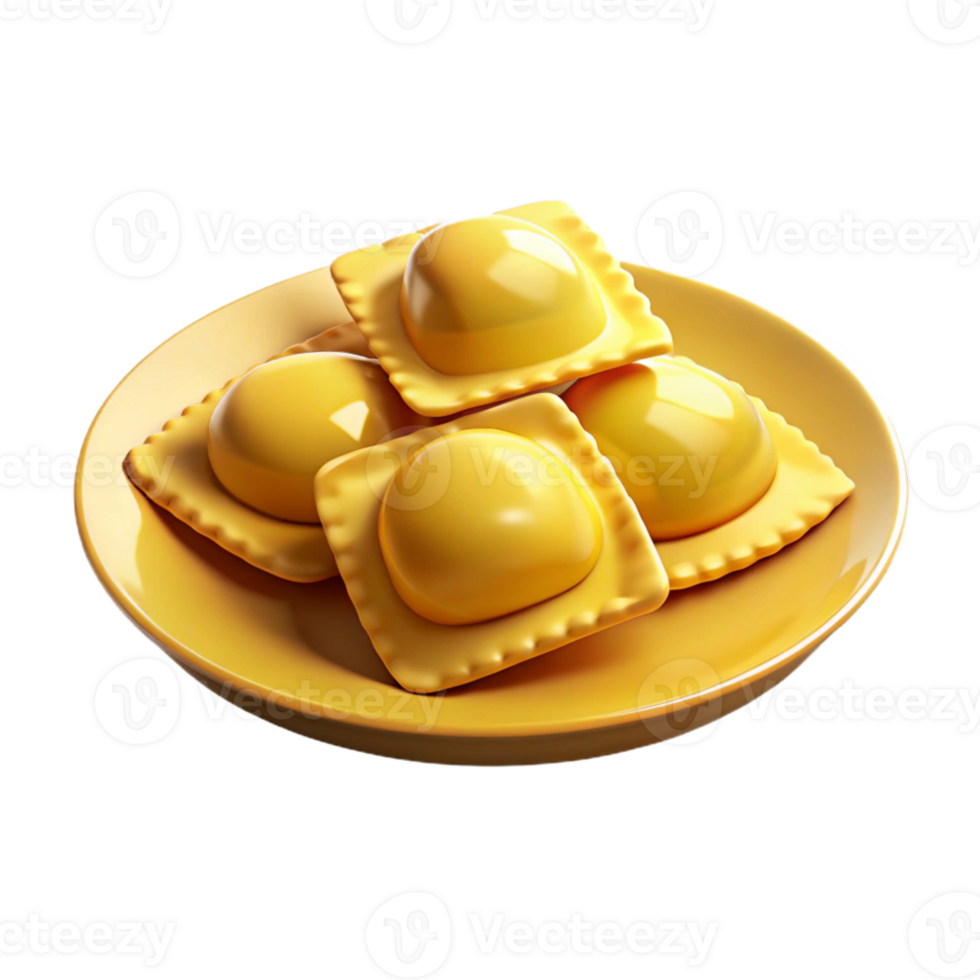 Ravioli on a Yellow Plate png