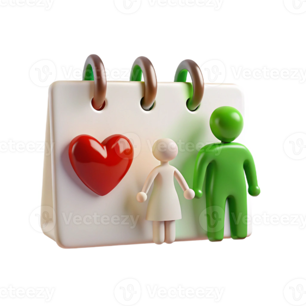 Couple in Love on a Calendar A Symbol of Romantic Dates png