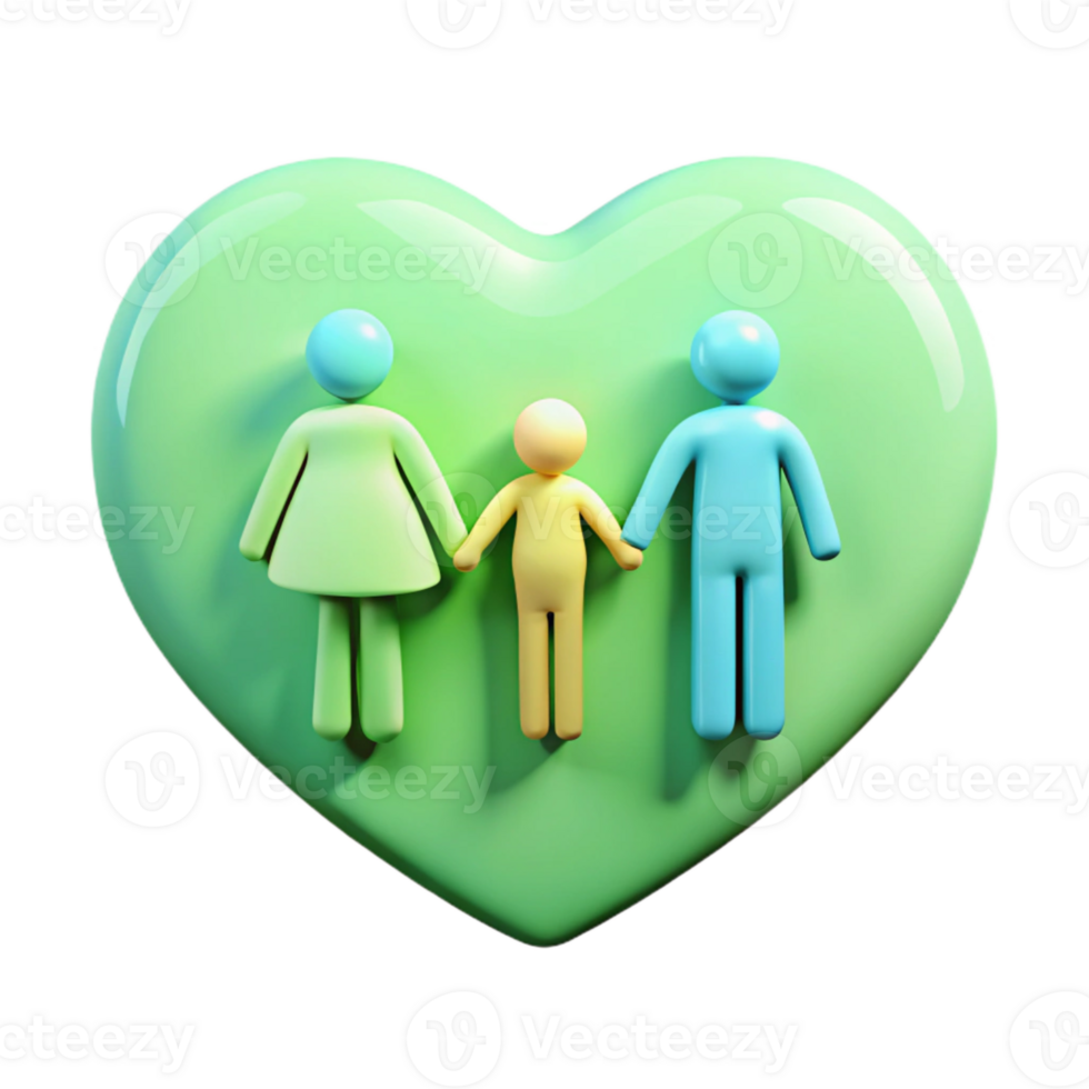 Family Unity Heart Symbol with Parents and Child png